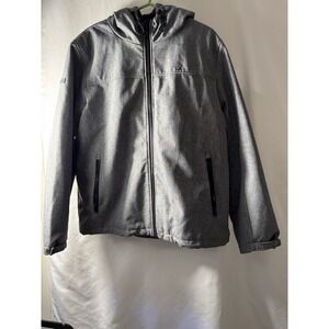 Tommy Hilfiger Mens Jacket Gray Hooded Full Zip Faux Fur Lined Size XL